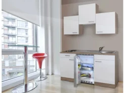 Respekta Economy Küchenzeile 150 cm Weiß-Eiche Sägerau Nachbildung