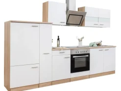 Respekta Economy Küchenzeile KB300ESWSC 300 cm Weiß-Eiche Sägerau