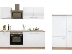 Respekta Economy Küchenzeile KB300ESWSC 300 cm Weiß-Eiche Sägerau