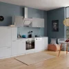 Respekta Economy Küchenzeile KB310WWBSC 310 cm Weiß-Beton Optik