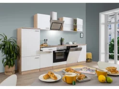 Respekta Economy Küchenzeile KB280ESWSC 280 cm Weiß-Eiche Sägerau