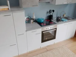 Respekta Economy Küchenzeile KB300WWBSC 300 cm Weiß-Beton Optik