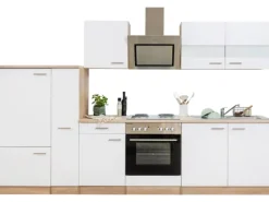 Respekta Economy Küchenzeile KB300ESWS 300 cm Weiß-Eiche Sägerau