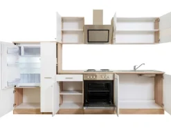 Respekta Economy Küchenzeile KB300ESWS 300 cm Weiß-Eiche Sägerau