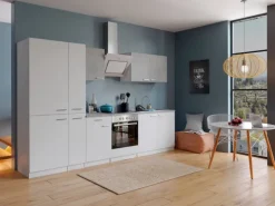 Respekta Economy Küchenzeile KB300WWBSCGKE178 300 cm Weiß-Beton Optik