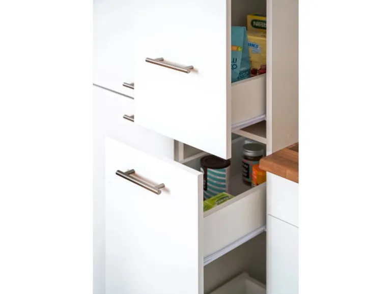 Respekta Economy Küchenzeile KB300WWBSCGKE178 300 cm Weiß-Beton Optik