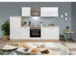 Respekta Economy Küchenzeile KB270ESWS 270 cm Weiß-Eiche Sägerau