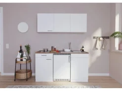 Respekta Economy Küchenzeile KB150WWC 150 cm Weiß Glänzend