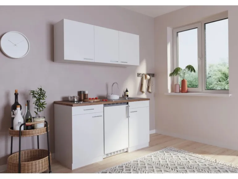 Respekta Economy Küchenzeile KB150WWC 150 cm Weiß Glänzend