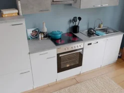 Respekta Economy Küchenzeile KB280WWBSC 280 cm Weiß-Beton Optik