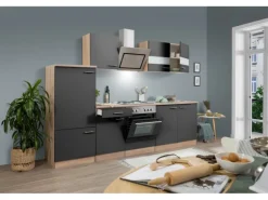 Respekta Economy Küchenzeile KB270ESGS 270 cm Grau-Eiche Sägerau