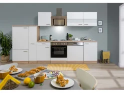 Respekta Economy Küchenzeile KB310ESWS 310 cm Weiß-Eiche Sägerau