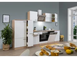 Respekta Economy Küchenzeile KB310ESWS 310 cm Weiß-Eiche Sägerau