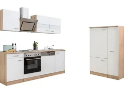 Respekta Economy Küchenzeile KB310ESWS 310 cm Weiß-Eiche Sägerau