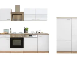 Respekta Economy Küchenzeile KB310ESWS 310 cm Weiß-Eiche Sägerau