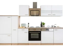 Respekta Economy Küchenzeile KB310ESWS 310 cm Weiß-Eiche Sägerau