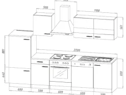 Respekta Economy Küchenzeile KB280ESSSC 280 cm Schwarz-Eiche Sägerau