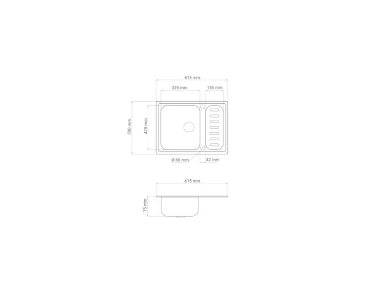 Respekta Edelstahlspüle Riverside 61,5 cm x 50 cm