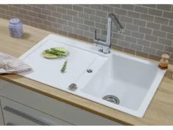 Respekta Einbauspüle Massivgranit Austin 100 cm x 50 cm Weiß