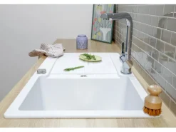 Respekta Einbauspüle Massivgranit Austin 100 cm x 50 cm Weiß