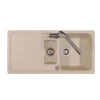 Respekta Einbauspüle Massivgranit Austin 100 cm x 50 cm mit Zusatzbecken Vanile