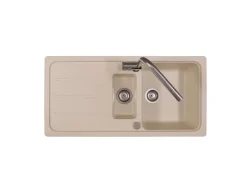 Respekta Einbauspüle Massivgranit Austin 100 cm x 50 cm mit Zusatzbecken Vanile