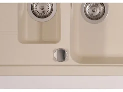 Respekta Einbauspüle Massivgranit Austin 100 cm x 50 cm mit Zusatzbecken Vanile