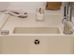 Respekta Einbauspüle Massivgranit Austin 100 cm x 50 cm mit Zusatzbecken Vanile