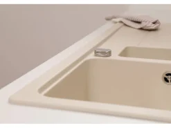 Respekta Einbauspüle Massivgranit Austin 100 cm x 50 cm mit Zusatzbecken Vanile