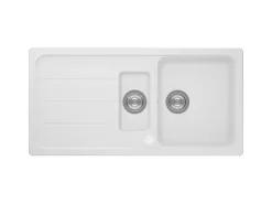 Respekta Einbauspüle Massivgranit Austin 100 cm x 50 cm mit Zusatzbecken Weiß