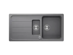 Respekta Einbauspüle Massivgranit Austin 100 cm x 50 cm mit Zusatzbecken Grau