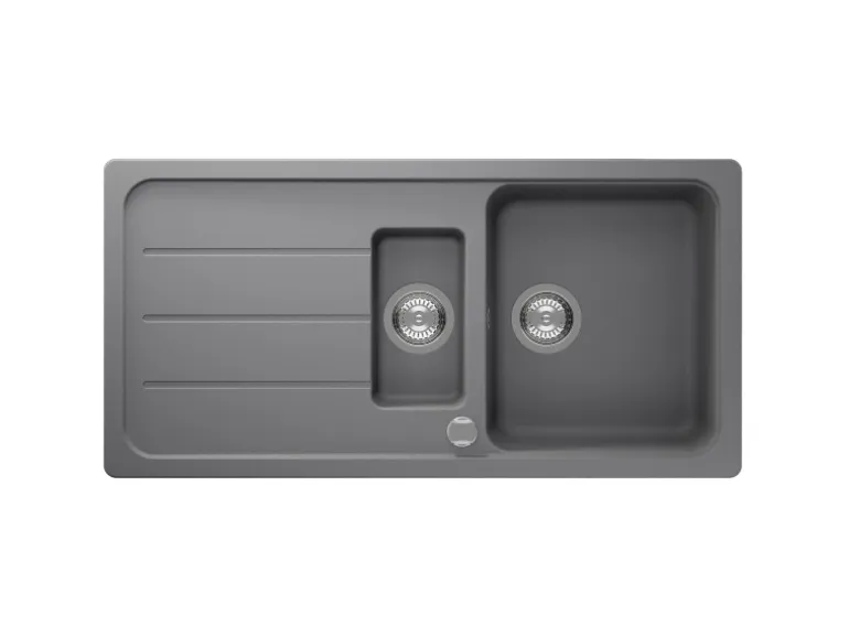 Respekta Einbauspüle Massivgranit Austin 100 cm x 50 cm mit Zusatzbecken Grau