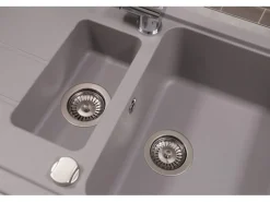 Respekta Einbauspüle Massivgranit Austin 100 cm x 50 cm mit Zusatzbecken Grau