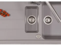 Respekta Einbauspüle Massivgranit Austin 100 cm x 50 cm mit Zusatzbecken Grau