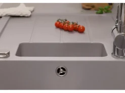 Respekta Einbauspüle Massivgranit Austin 100 cm x 50 cm mit Zusatzbecken Grau