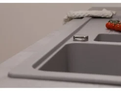 Respekta Einbauspüle Massivgranit Austin 100 cm x 50 cm mit Zusatzbecken Grau