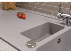 Respekta Einbauspüle Massivgranit Austin 100 cm x 50 cm mit Zusatzbecken Grau