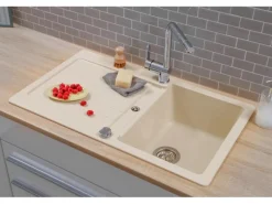 Respekta Einbauspüle Massivgranit Austin 86 cm x 50 cm Vanille