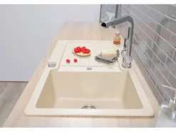 Respekta Einbauspüle Massivgranit Austin 86 cm x 50 cm Vanille