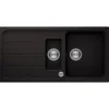 Respekta Einbauspüle Massivgranit Austin 100 cm x 50 cm mit Zusatzbecken Schwarz