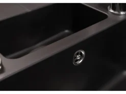 Respekta Einbauspüle Massivgranit Austin 100 cm x 50 cm mit Zusatzbecken Schwarz