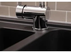 Respekta Einbauspüle Massivgranit Austin 100 cm x 50 cm mit Zusatzbecken Schwarz