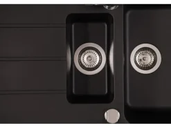 Respekta Einbauspüle Massivgranit Austin 100 cm x 50 cm mit Zusatzbecken Schwarz