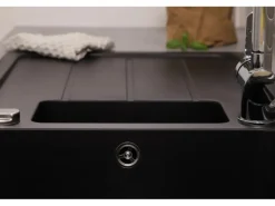 Respekta Einbauspüle Massivgranit Austin 100 cm x 50 cm mit Zusatzbecken Schwarz