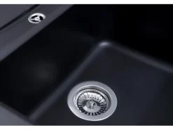 Respekta Einbauspüle Massivgranit Austin 86 cm x 50 cm Schwarz