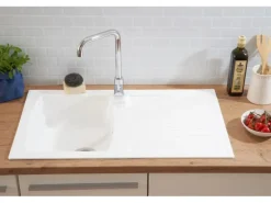 Respekta Einbauspüle Mineralite Boston 86 cm x 50 cm Weiß