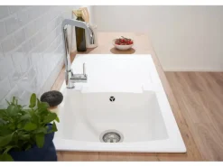 Respekta Einbauspüle Mineralite Boston 86 cm x 50 cm Weiß