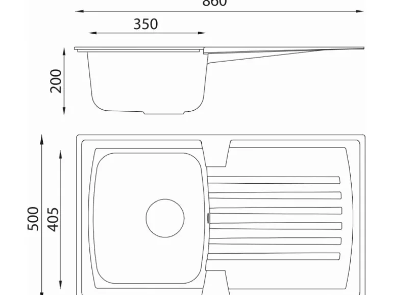Respekta Einbauspüle Mineralite Boston 86 cm x 50 cm Weiß