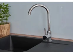 Respekta Einbauspüle Mineralite Denver 78 cm x 44 cm Schwarz