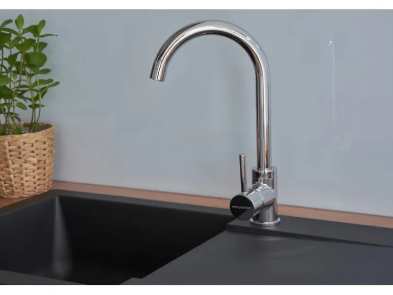 Respekta Einbauspüle Mineralite Denver 78 cm x 44 cm Schwarz